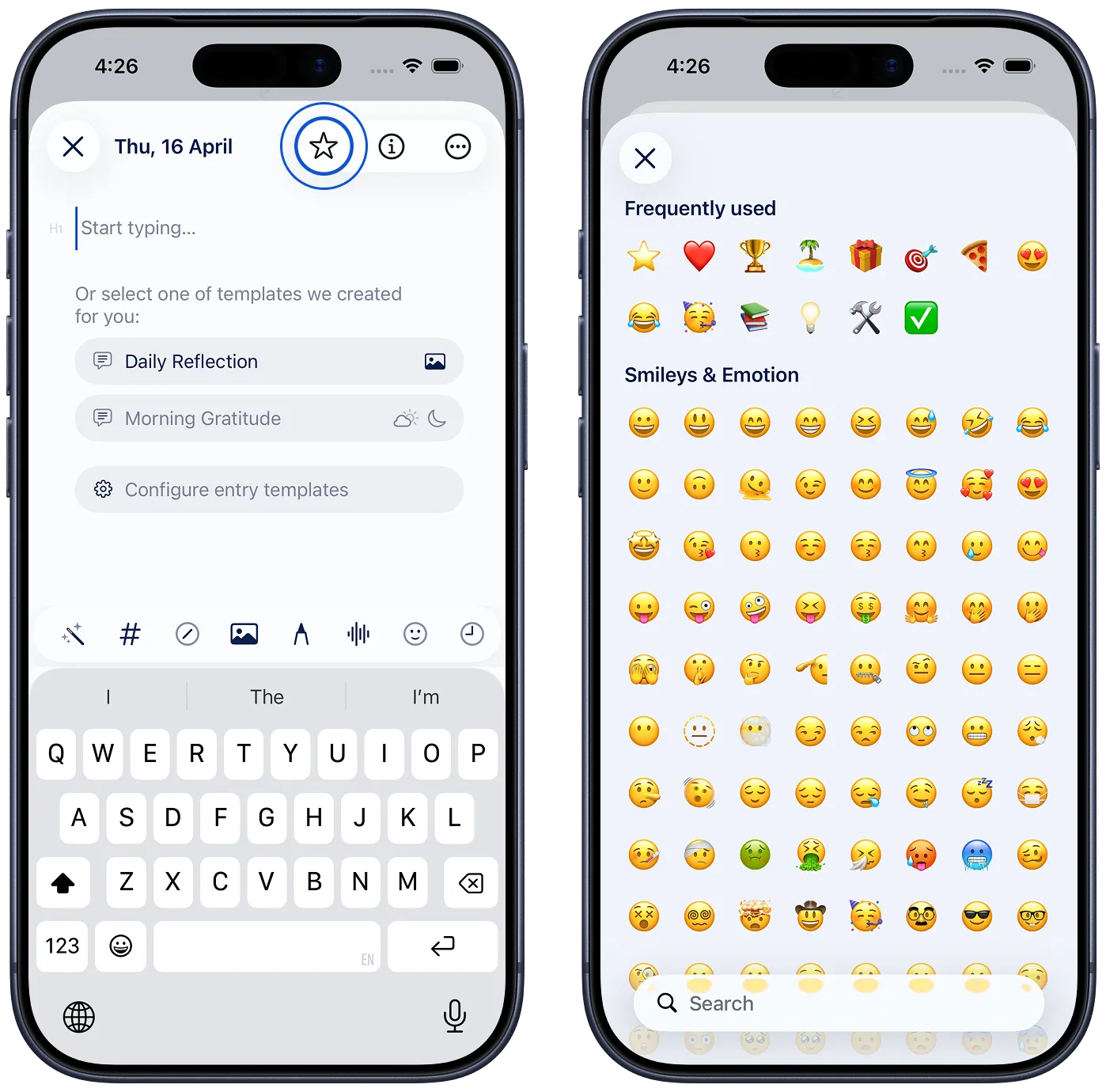 Adding a badge to an entry from the toolbar