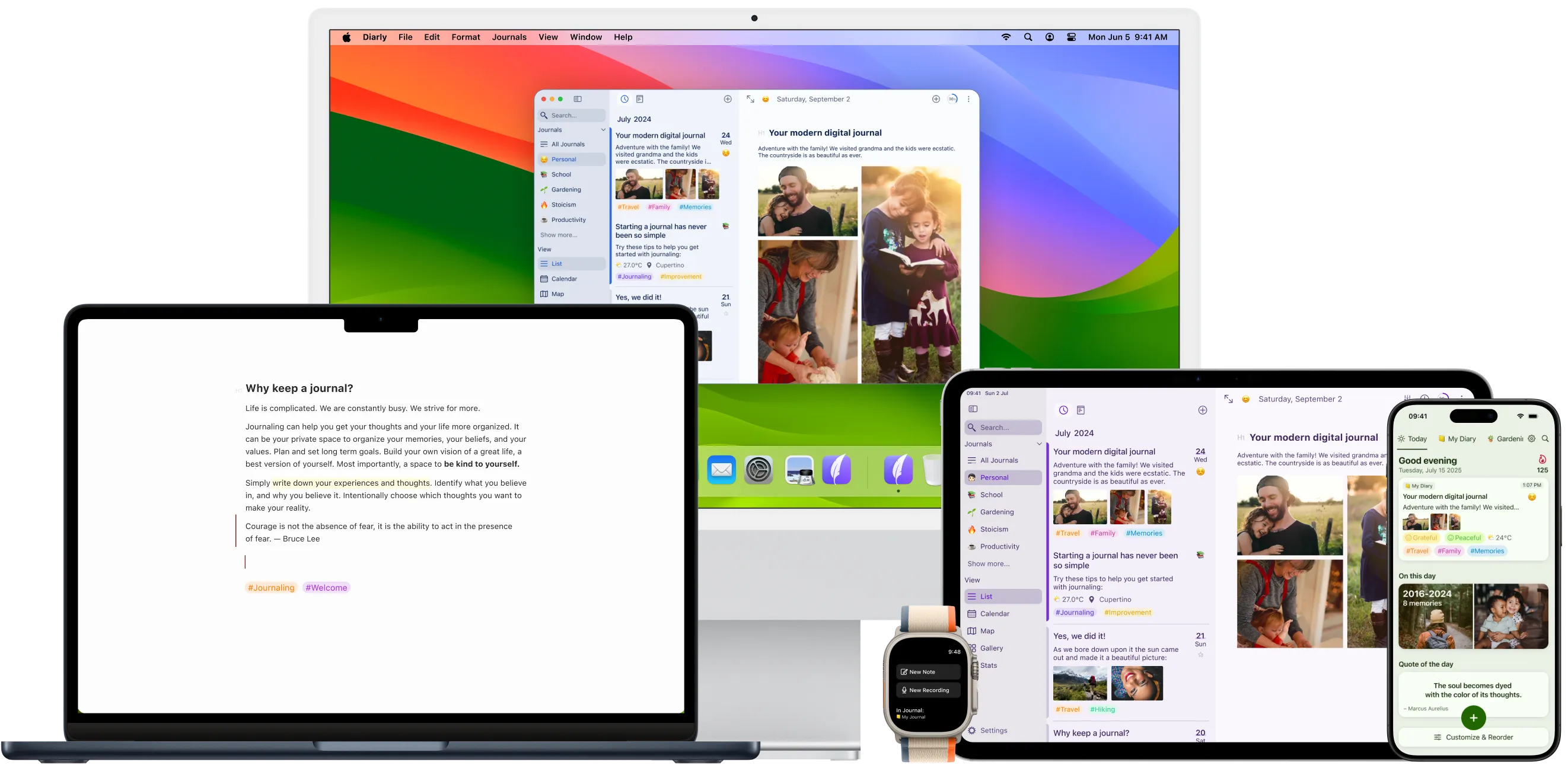 Diarly on Mac, iPad, and iPhone