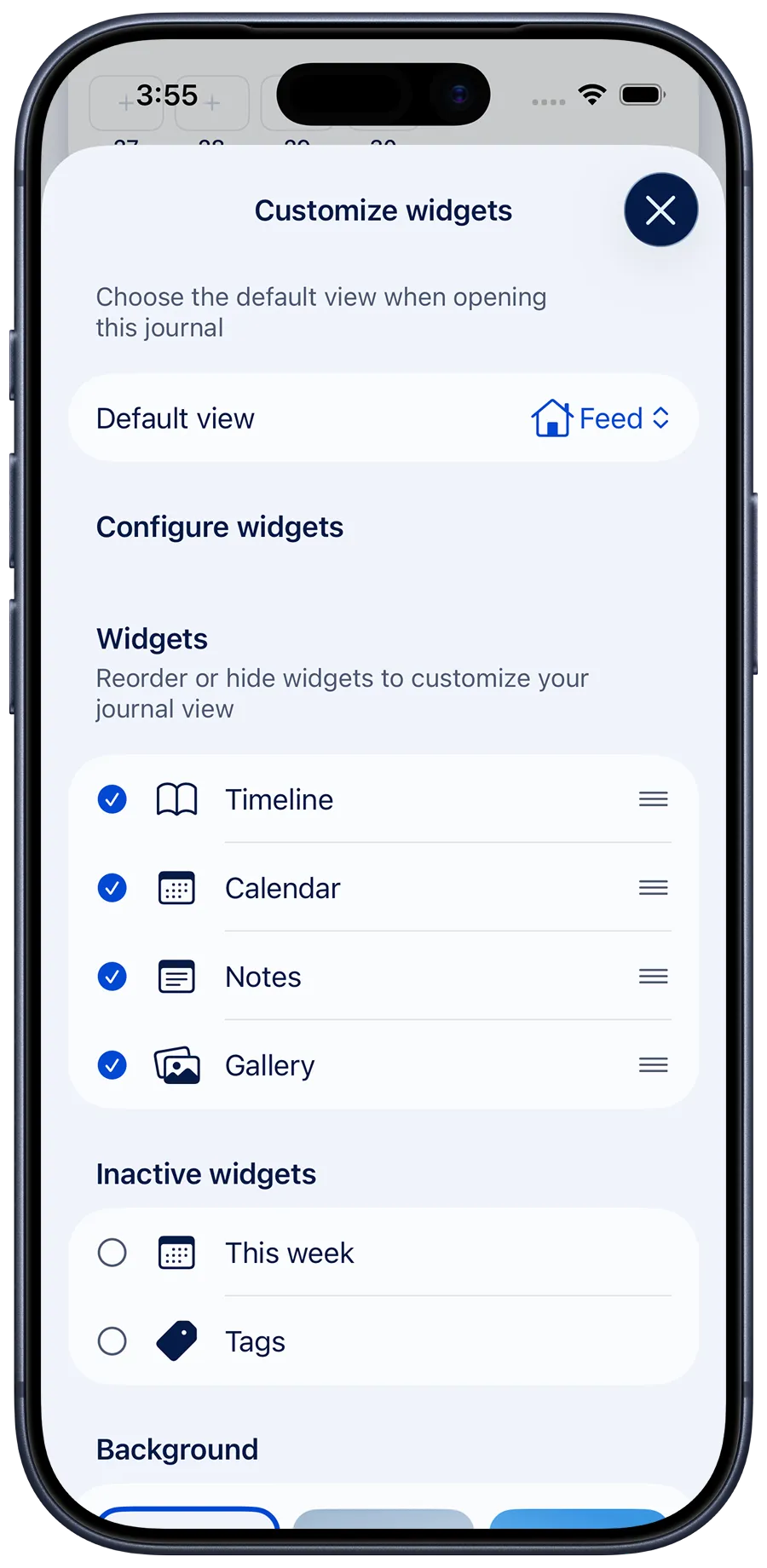 Customize view settings