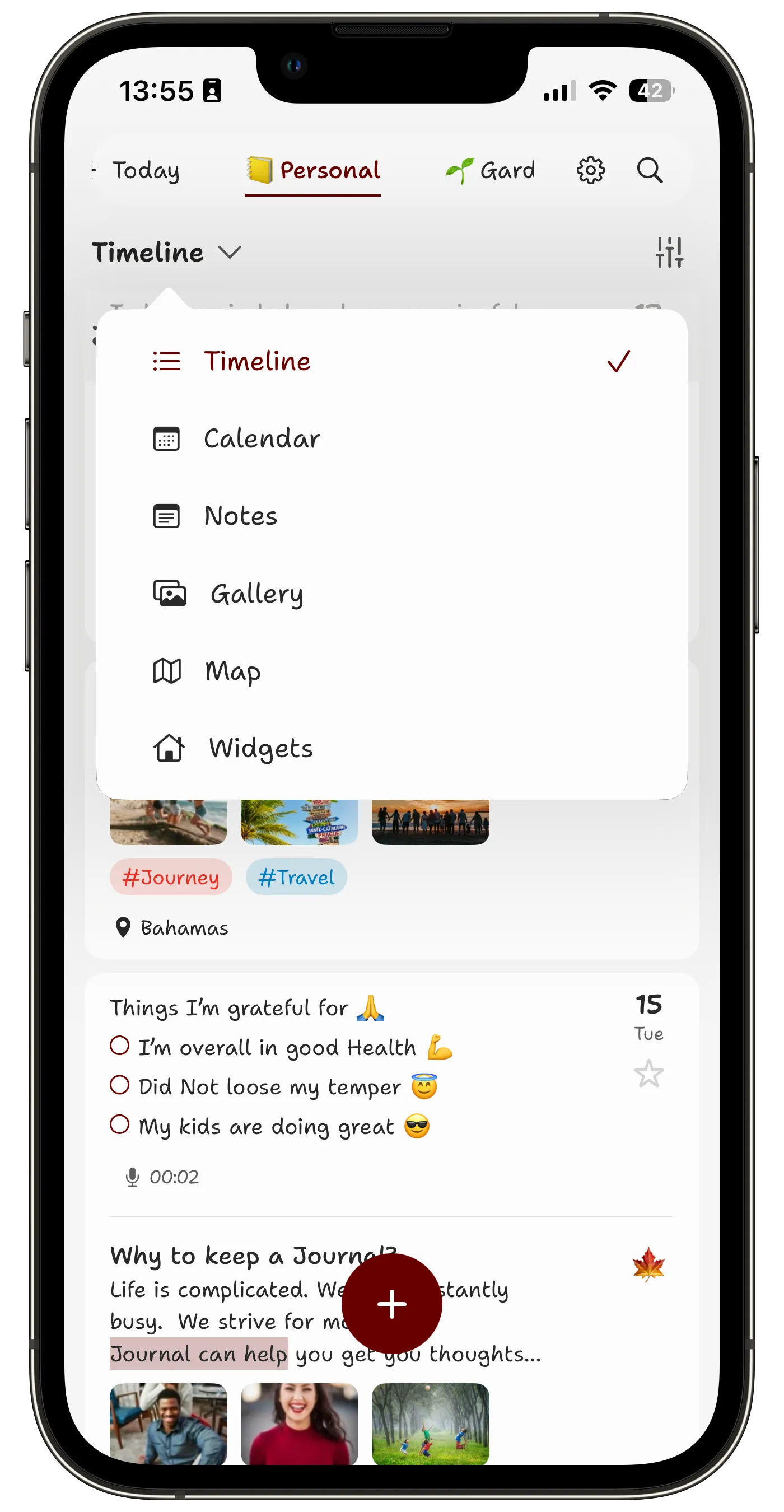 Customize journal view