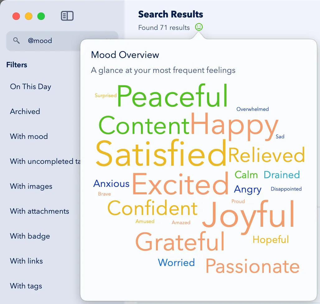 Diarly: Mood chart in stats