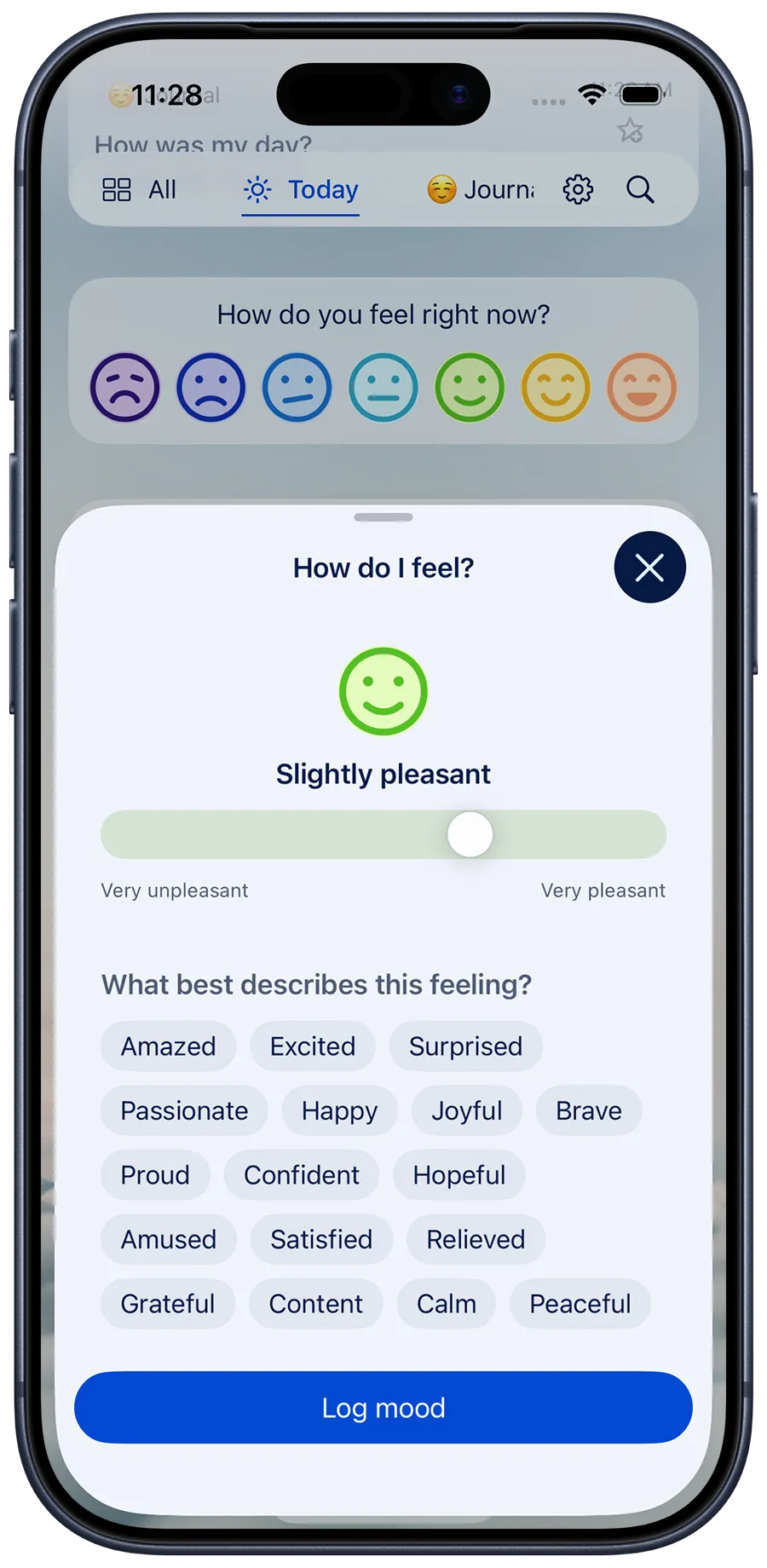 Diarly: Adding a mood to an entry