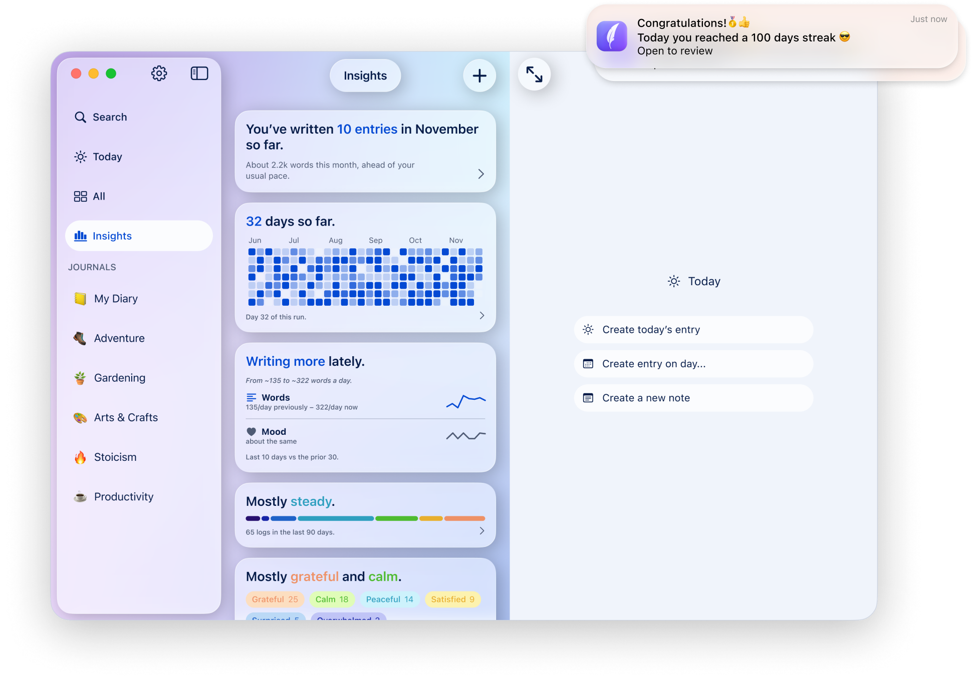 Diarly on Mac, iPad, and iPhone