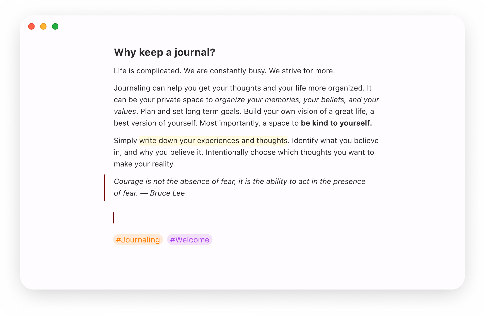 The distraction-free Markdown editor in Diarly for Mac