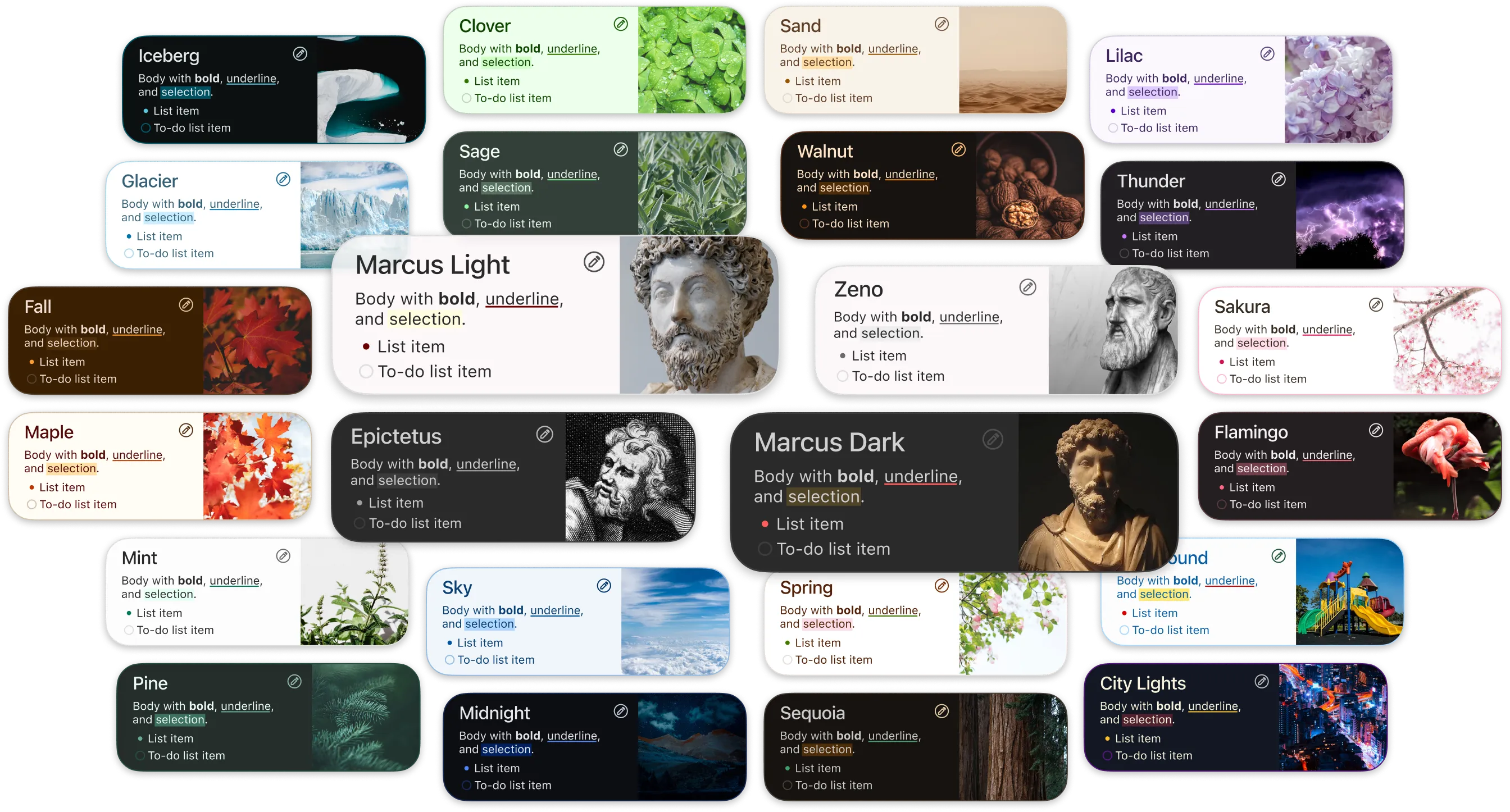Diarly's over 100 themes