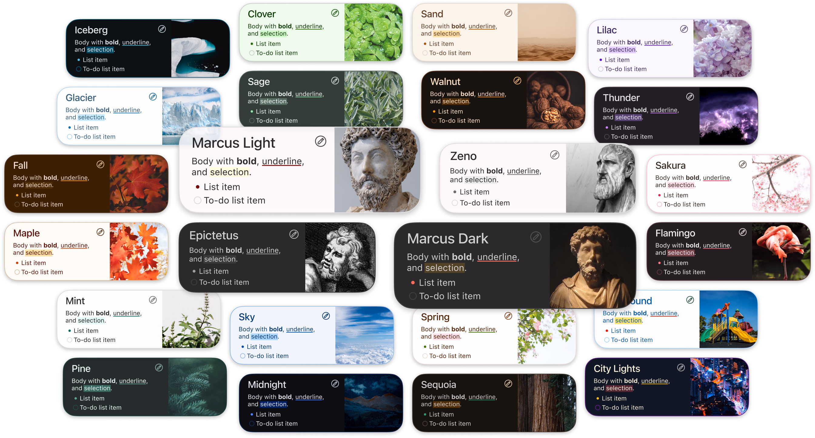 Journal themes, backgrounds and fonts in Diarly