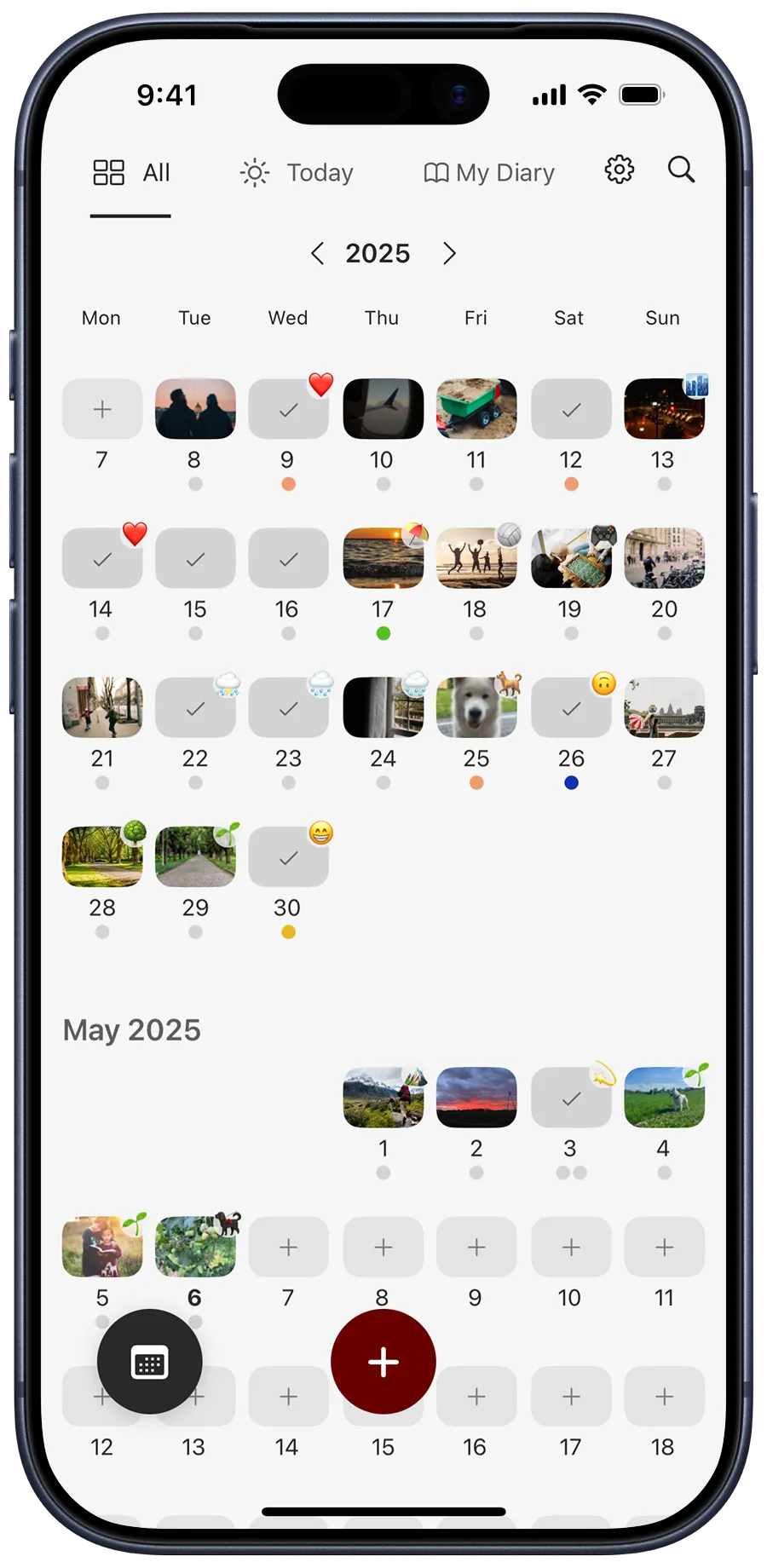 Diarly Calendar view