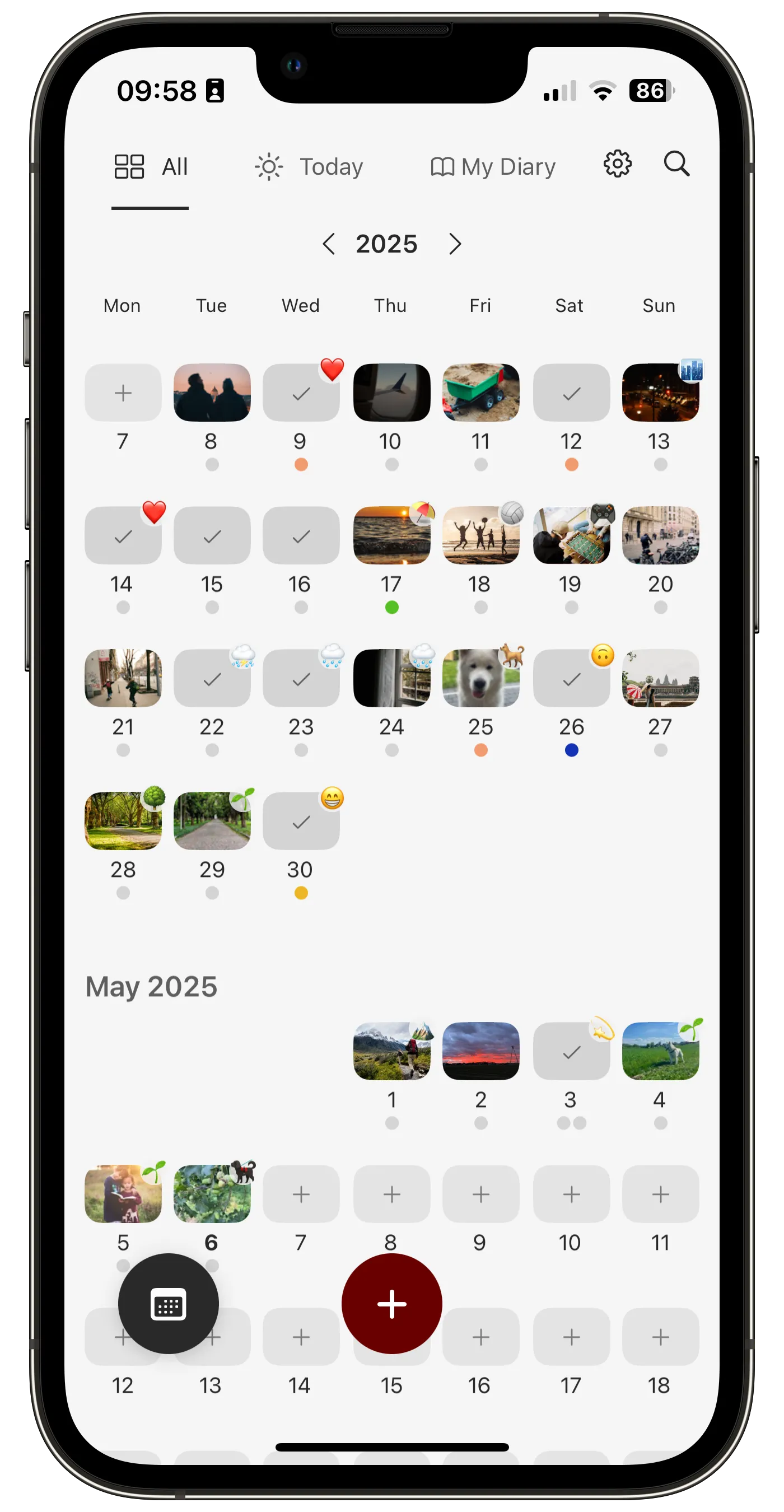 Diarly Calendar view