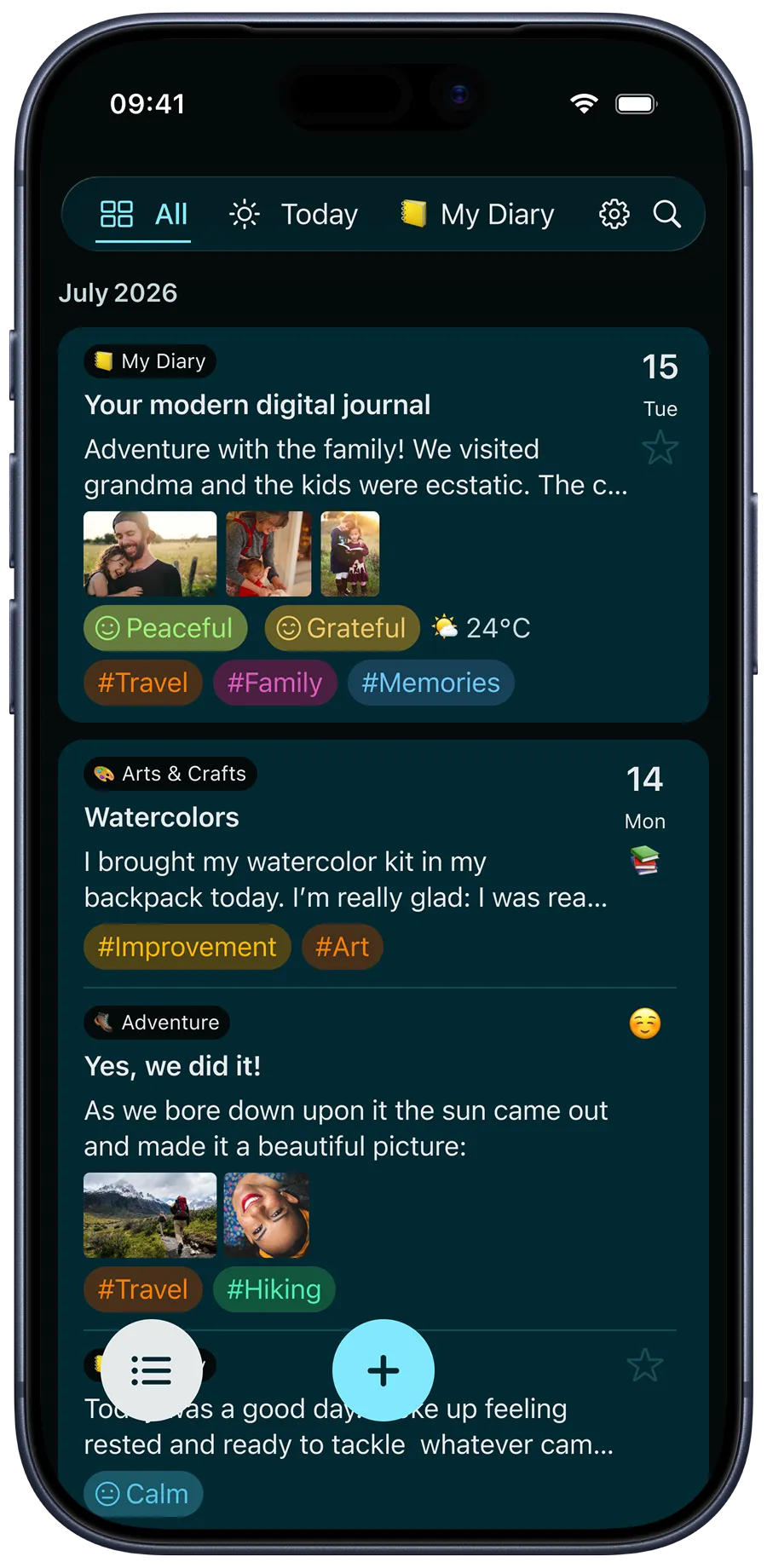 Timeline and Notes view