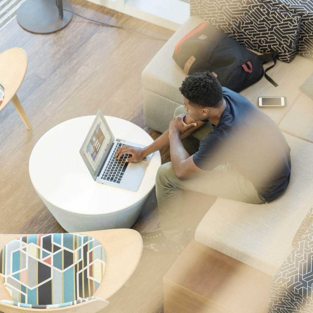 Person working in living room