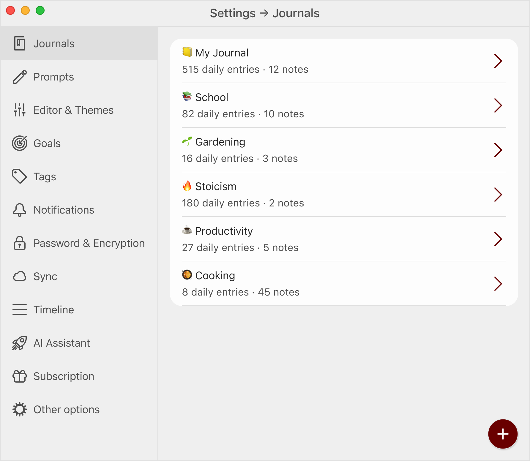 Diarly Journals in the Settings