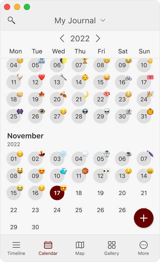 Diary - Calendar view