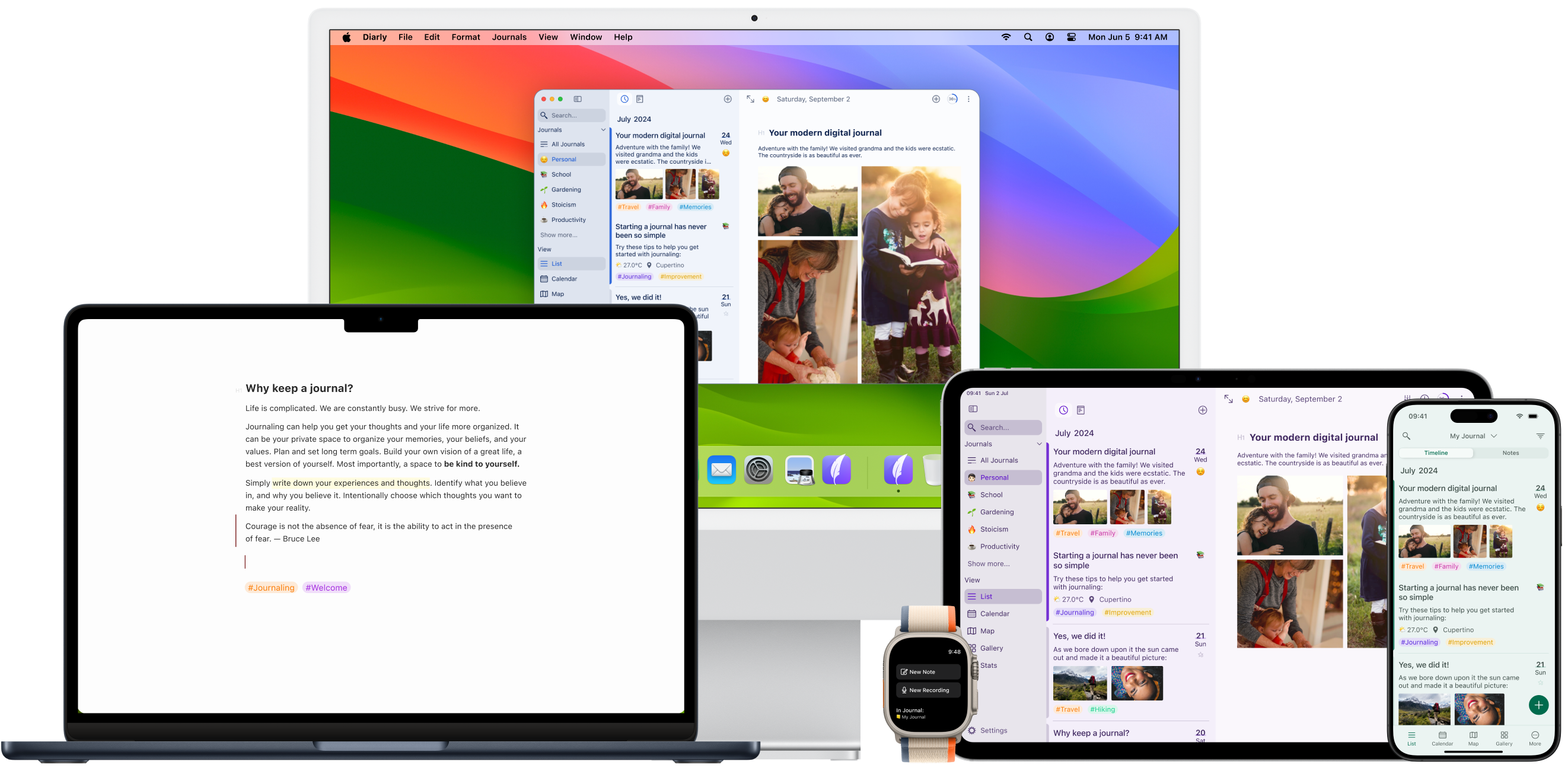 Diarly on Mac, iPad, and iPhone