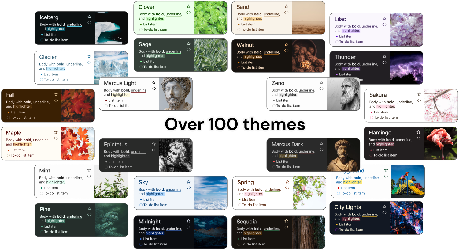 Diarly's over 100 themes