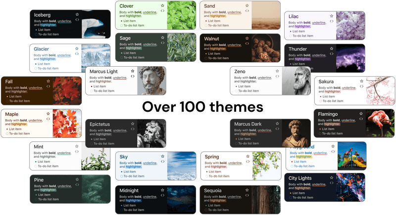 Diarly's over 100 themes