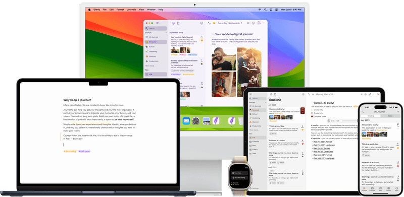 Diarly on Mac, iPad, and iPhone