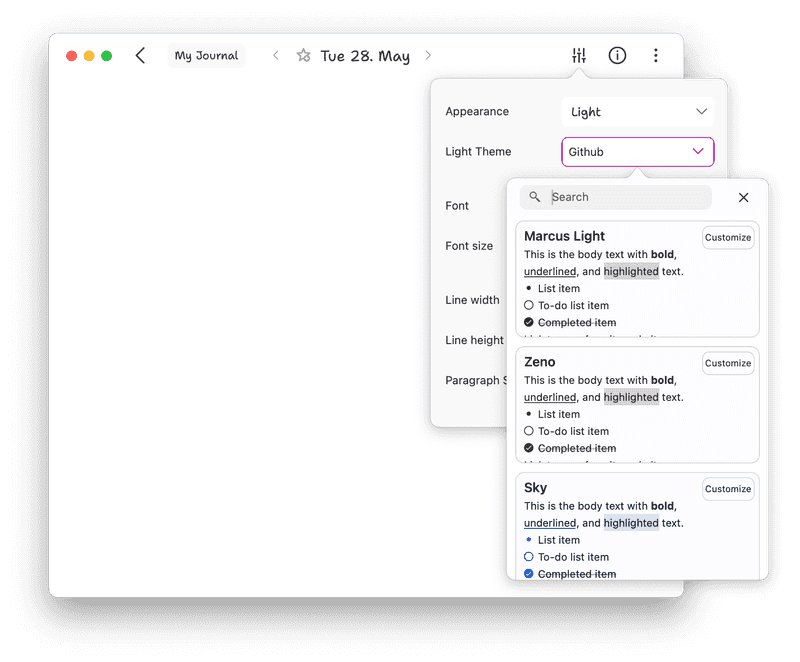 Diarly Theme Selector