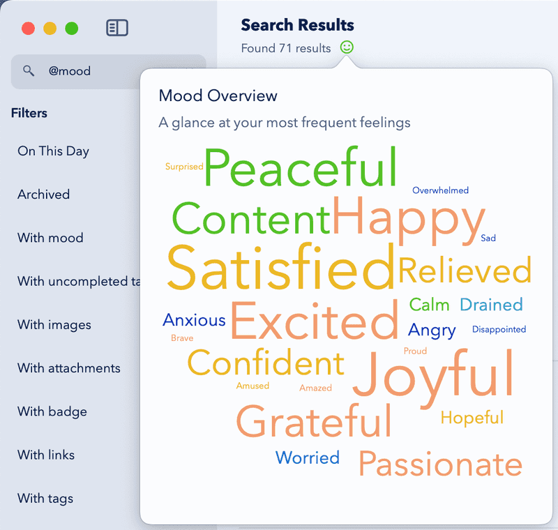 Screenshot: Mood chart in stats