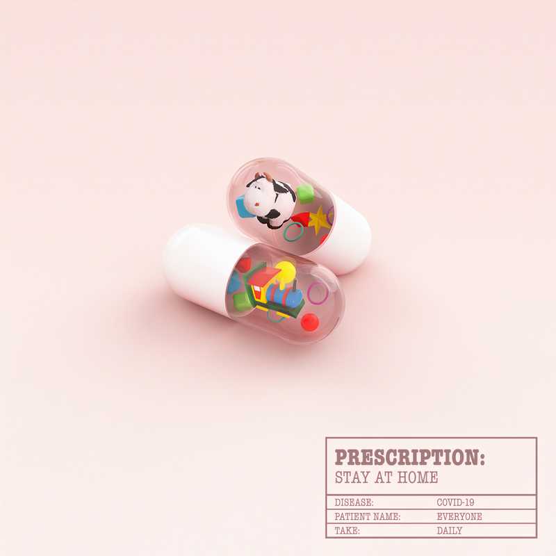 Follow Your Prescription - Pillows - Social Post. A reminder for everyone during this strange time. Until there’s a vaccine, staying home is the best thing we can do. Image created by Nick van Wagenberg. Submitted for United Nations Global Call Out To Creatives - help stop the spread of COVID-19.